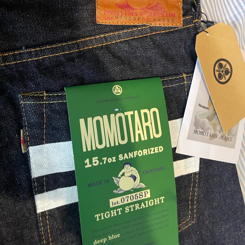 Momotaro Men's Deep Blue 15.7oz Tight Straight Jeans